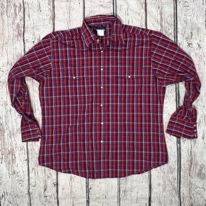 Vintage Wrangler Plaid Pearl Snap Button Down Long Sleeve Plaid Shirt